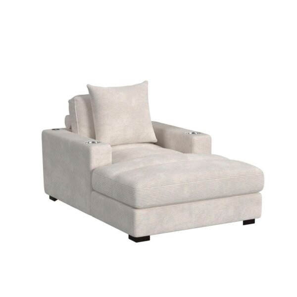 Arizona Chaise with 1 Pillow 20in ; 2 Cupholders and 2 USB in Steno Beige