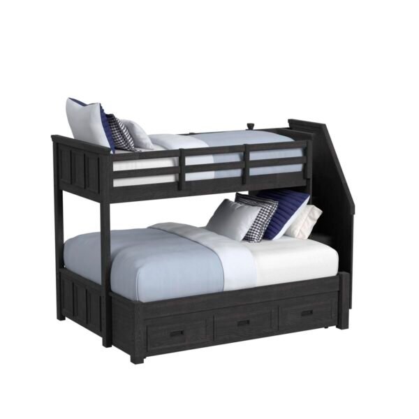 Hampton Kids Twin Over Full Bunk with Staircase and Trundle in Charcoal