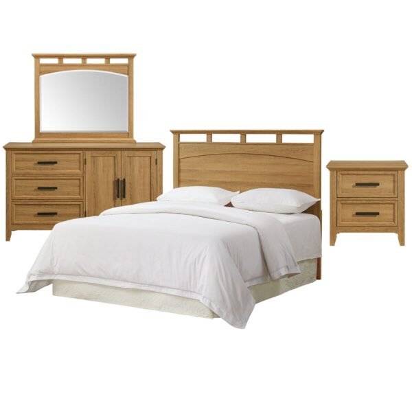 Matias Bedroom Set with Queen/Full Headboard; Dresser; Mirror and Nightstand in Brown