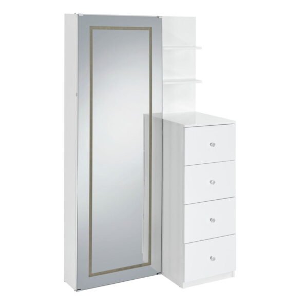 Vancouver - Floor Mirror With Storage - White